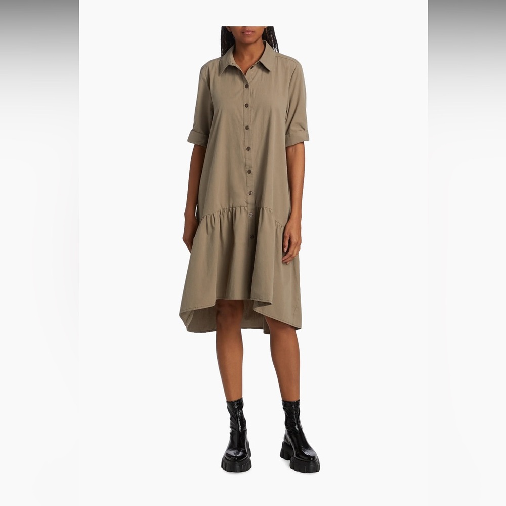 Gestuz Avaligz Cotton High-Low Shirt Dress Brown EU 36
